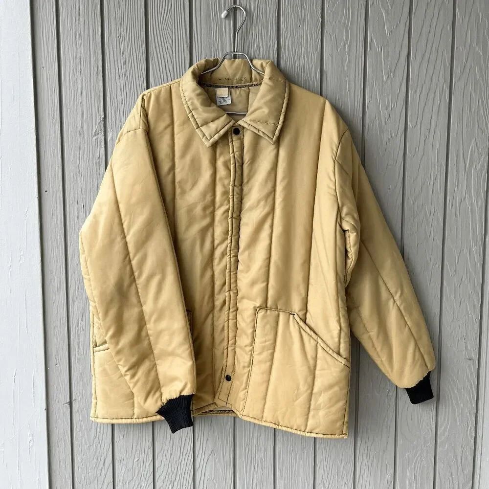 VTG H.T.C. Inc. Quilted Nylon Chore Coat Workwear Jacket Made USA XL